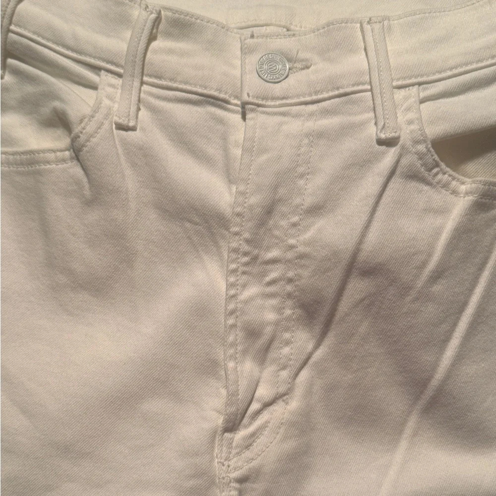 MOTHER The Hustler Ankle Fray White Jeans - Picture 7 of 10